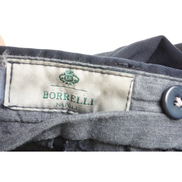Borrelli Solid Blue 100% Cotton Pants Trousers Sz 34 NEW - Picture 6 of 7
